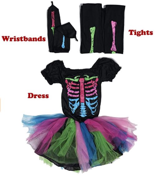HALLOWEEN - Girl’s Funky Punky Bones Halloween Skeleton Tutu Dress Costume SIZE: MEDIUM(5-6) - Image 6