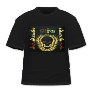 HDE Sound Activated LED Equalizer T-Shirt (FIRE SKULL)