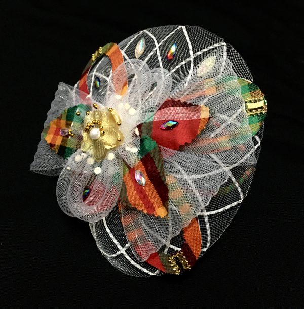 FACINATORS - CUSTOM MADE WHITE/GOLD Polka dot Flower Madras - Image 4