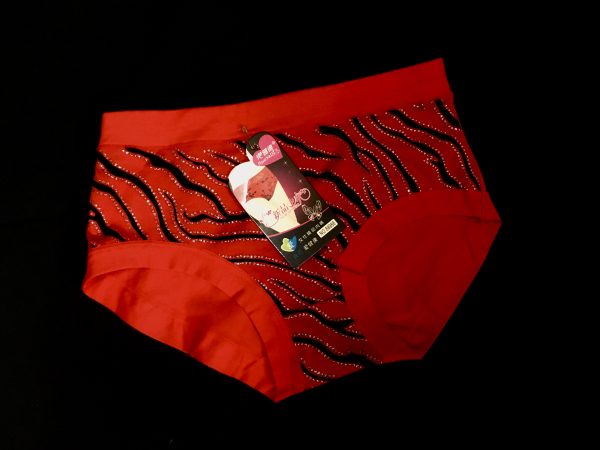 BOY SHORTS - RED COTTON TIGER PRINT PANTY - RED/BLACK