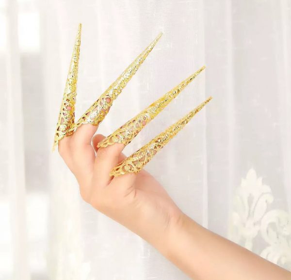 Knuckle Rings - 5 Pcs Ancient Antique Style Queen Nail Finger Tips - GOLD - Image 3