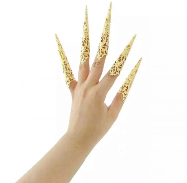 Knuckle Rings - 5 Pcs Ancient Antique Style Queen Nail Finger Tips - GOLD - Image 4