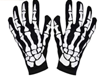 Halloween SHORT Length Skeleton Gloves
