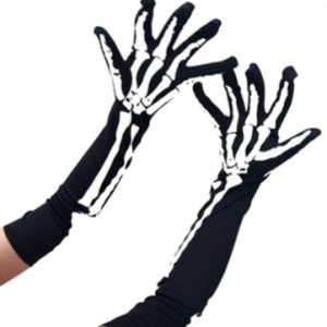 Halloween Opera Length Skeleton Gloves