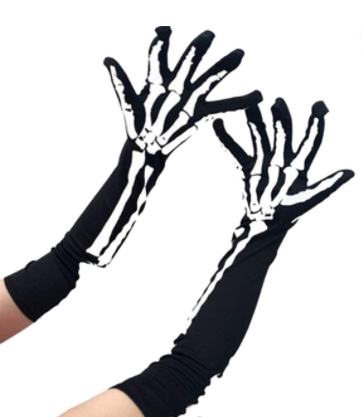 Halloween Opera Length Skeleton Gloves