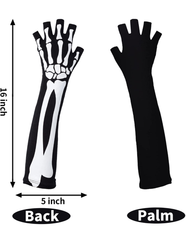 Halloween Fingerless Glow in the Dark Skeleton Gloves - Image 5