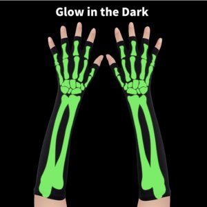 Halloween Fingerless Glow in the Dark Skeleton Gloves