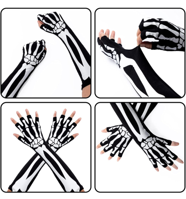 Halloween Fingerless Glow in the Dark Skeleton Gloves - Image 3