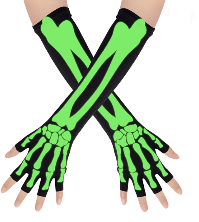 Halloween Fingerless Glow in the Dark Skeleton Gloves - Image 6