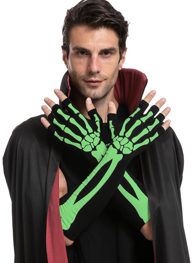 Halloween Fingerless Glow in the Dark Skeleton Gloves - Image 4