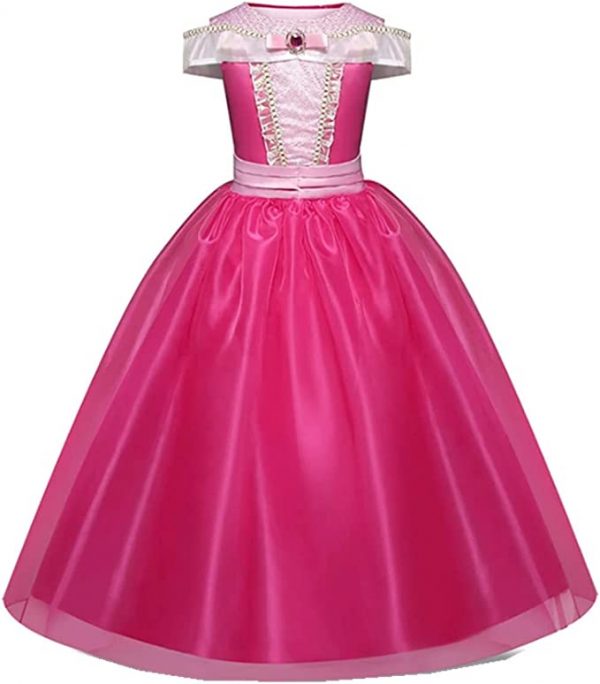 GIRLS Sleeping Beauty Princess Costume Pink Party Dress with Accessories - Image 3