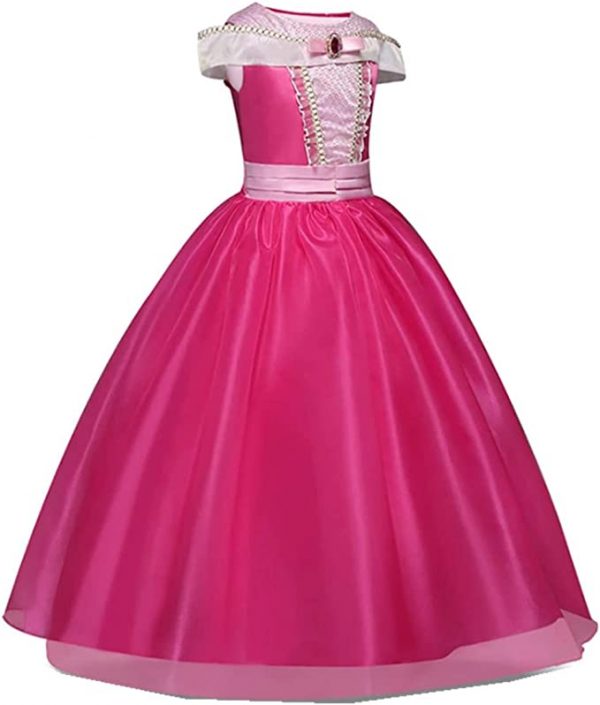 GIRLS Sleeping Beauty Princess Costume Pink Party Dress with Accessories - Image 4