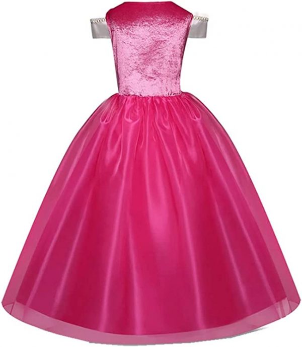 GIRLS Sleeping Beauty Princess Costume Pink Party Dress with Accessories - Image 5