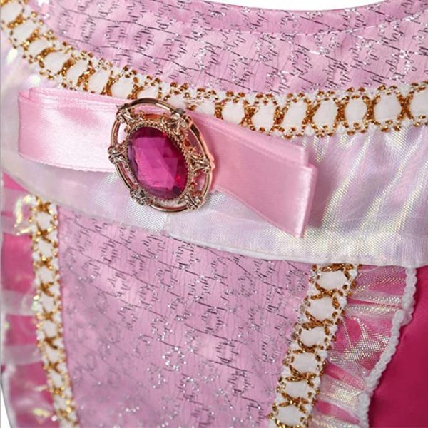 GIRLS Sleeping Beauty Princess Costume Pink Party Dress with Accessories - Image 6