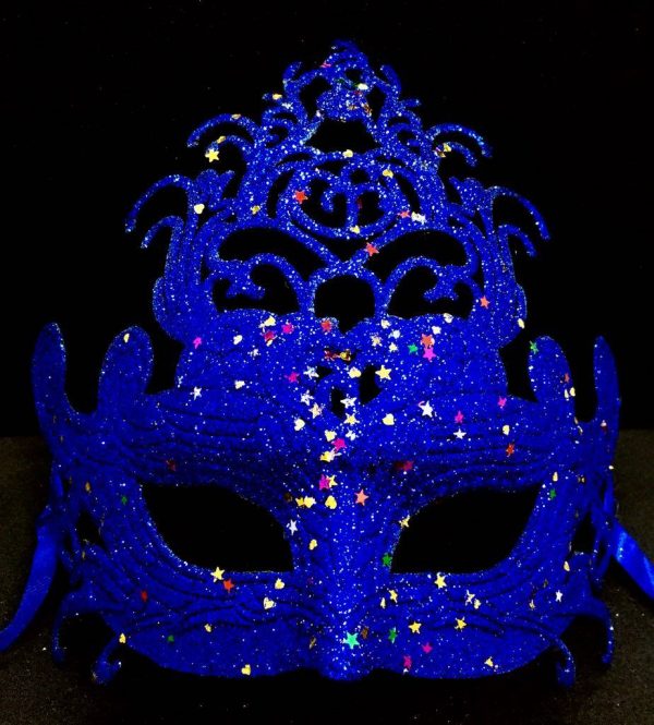 Glitter Venetian Masks - ROYAL BLUE