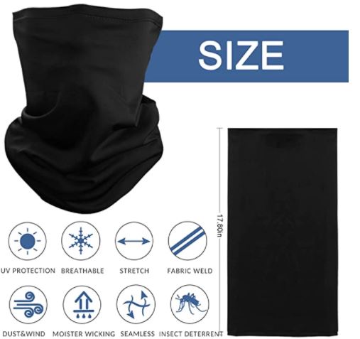 ANTI DUST Breathable Tube Mask UV Protection Face Mask Neck Gaiter - BLACK