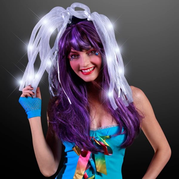 Light Up Hair WHITE LED Noodle Headband