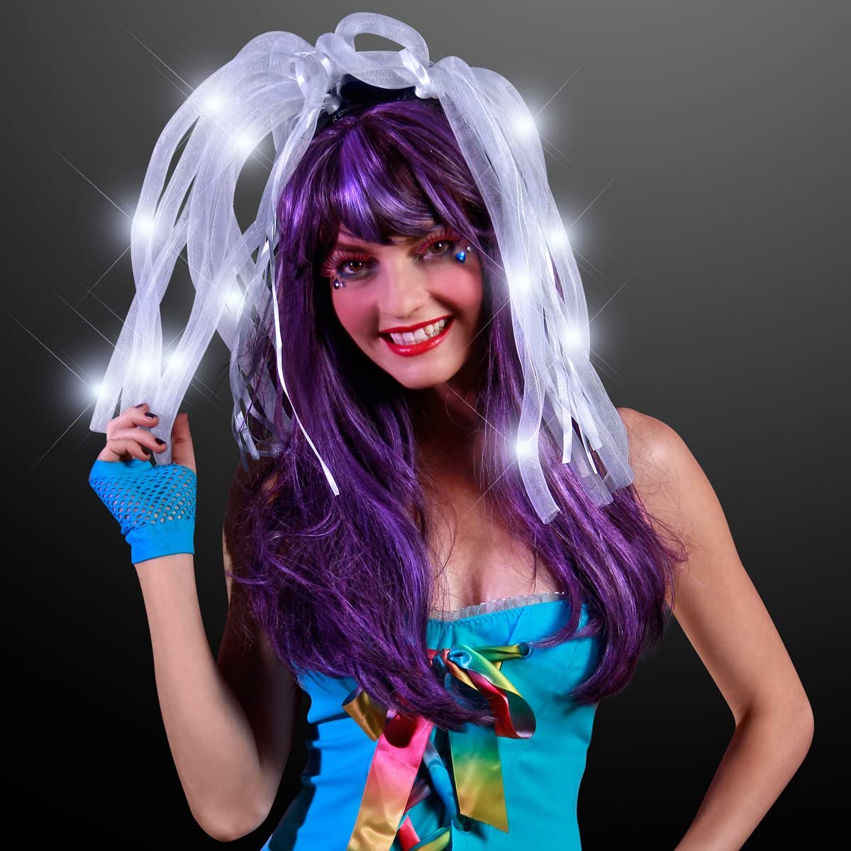 Light Up Hair WHITE LED Noodle Headband