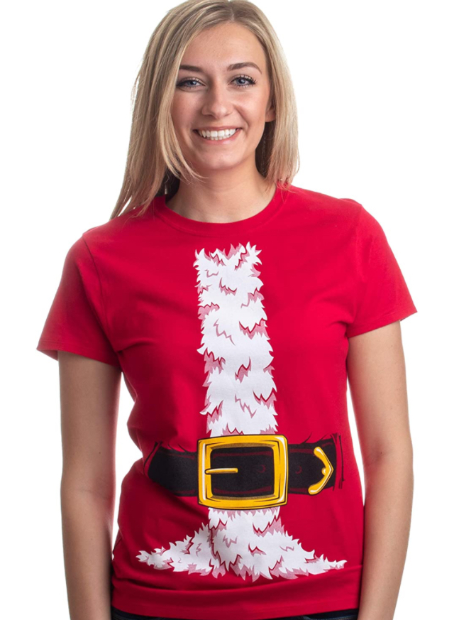 Christmas Santa Claus Holiday Humor Ladies T-Shirt (RED) SIZE: SMALL - Image 2