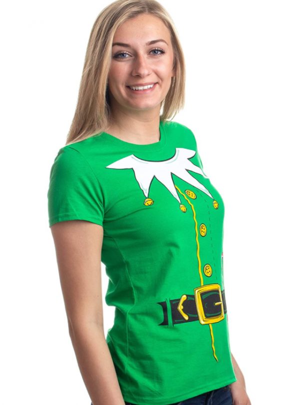Christmas Santa Claus Holiday Humor Ladies ELF T-Shirt (GREEN) SIZE: SMALL - Image 2