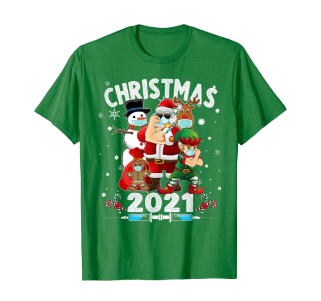 Christmas T-Shirt - Santa Elf Reindeer GREEN T-Shirt SIZE: MEDIUM