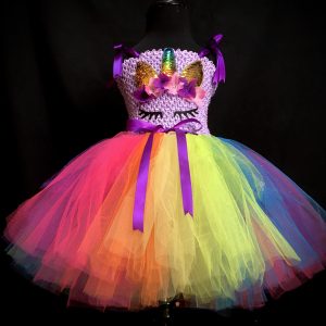 CUSTOM MADE Toddler tutu dress - Lilac Rainbow Unicorn Tutu Dress SIZE: 3yrs