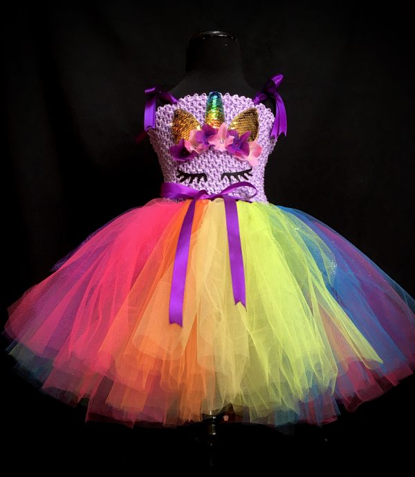 CUSTOM MADE Toddler tutu dress - Lilac Rainbow Unicorn Tutu Dress SIZE: 3yrs