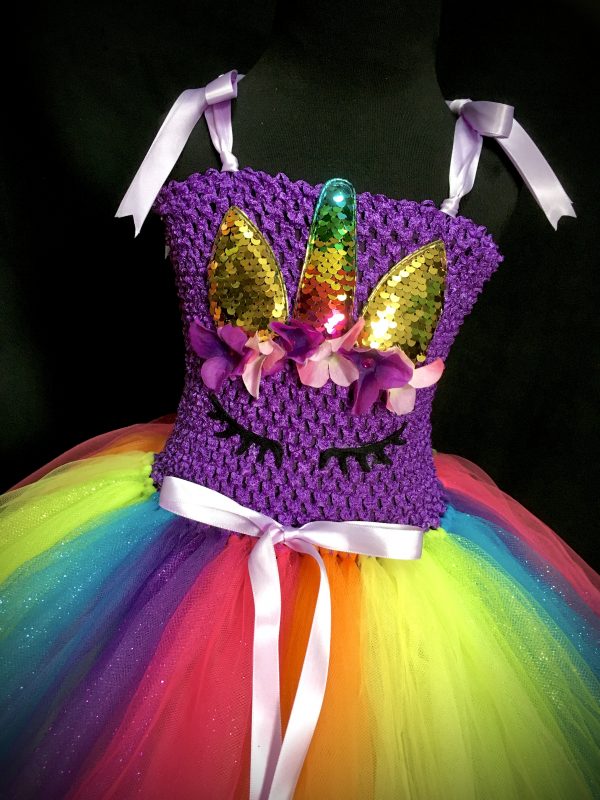 CUSTOM MADE Toddler tutu dress - Purple Rainbow Unicorn Tutu Dress SIZE: 3yrs - Image 2
