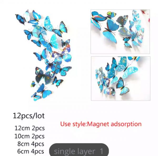 Butterfly Magnet / Wall Sticker Decoration 3D Single layer - NEW BLUE