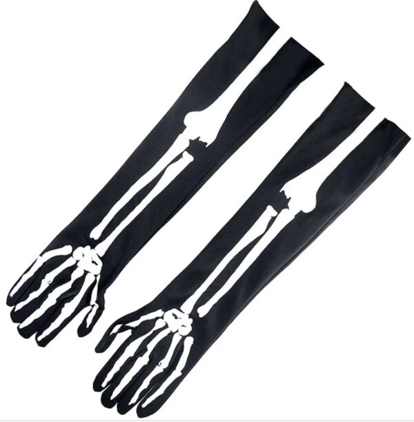 Halloween Opera Length Skeleton Gloves - Image 4