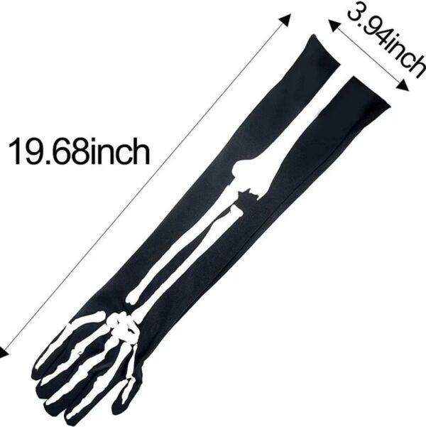 Halloween Opera Length Skeleton Gloves - Image 3