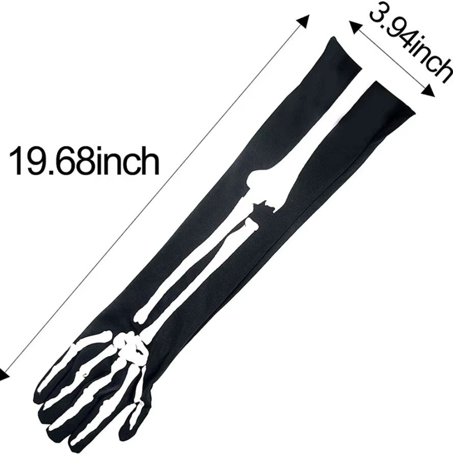 Halloween Opera Length Skeleton Gloves - Image 3
