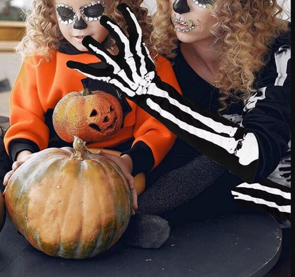 Halloween Opera Length Skeleton Gloves - Image 2