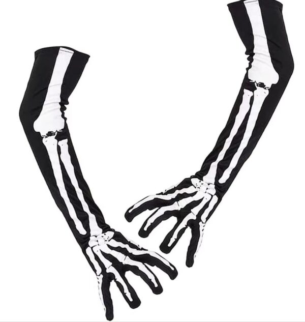 Halloween Opera Length Skeleton Gloves - Image 5