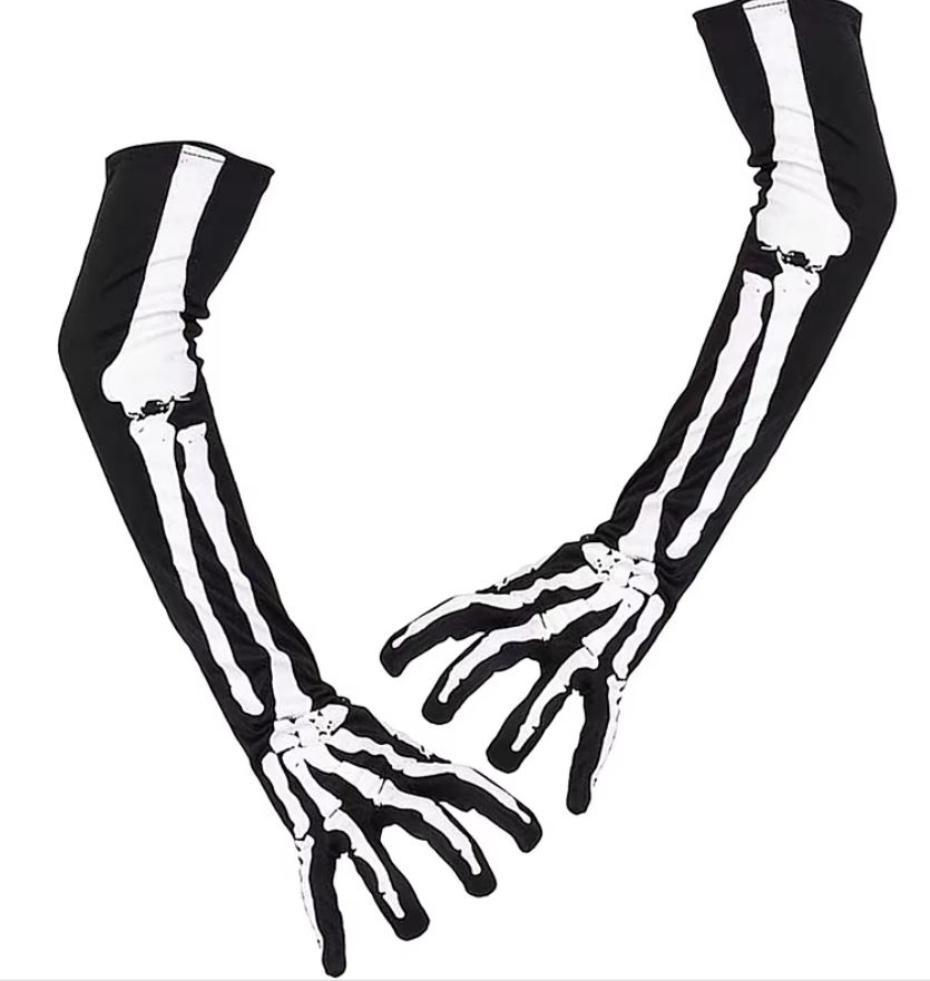 Halloween Opera Length Skeleton Gloves - Image 5