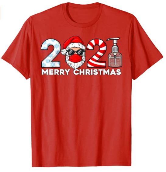 Christmas T-Shirt - Merry Christmas 2021 Santa Claus RED T-Shirt SIZE: LARGE