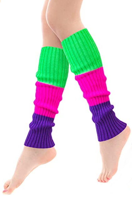 LEG WARMERS - Women Crochet Knit Leg Warmer - ONE SIZE - NEON GREEN/PINK/PURPLE