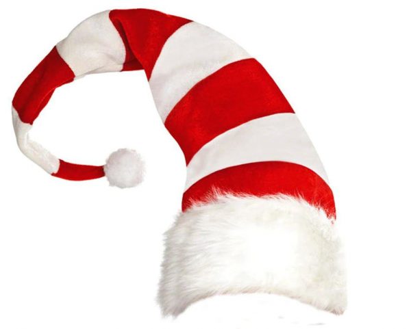 CHRISTMAS HATS - Long Striped Felt Plush Candy Cane Hat - Image 2