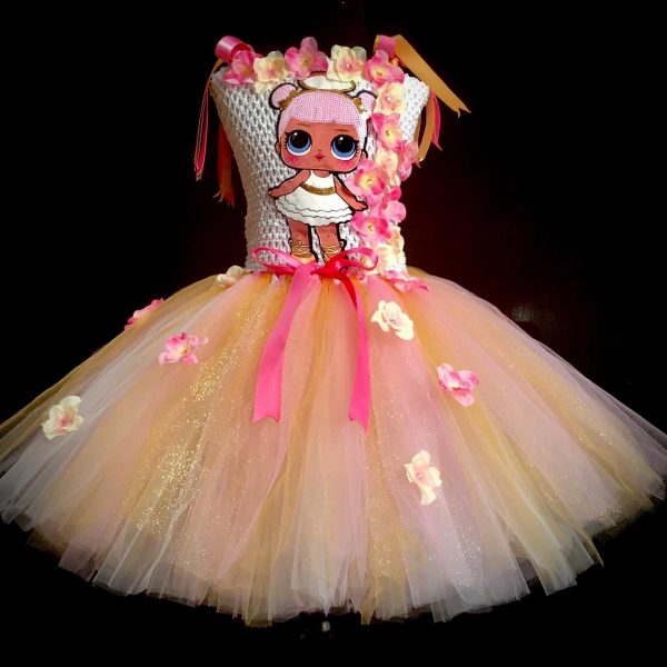CUSTOM MADE Child tutu dress – LOL Surprise inspired PINK/GOLD Tutu Dress SIZE: Fits up to 6yrs