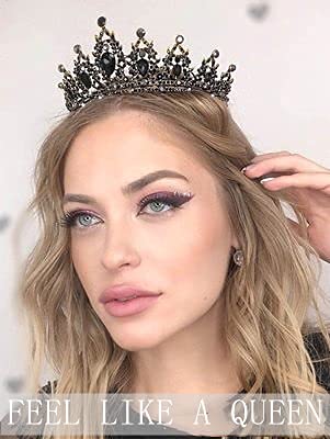 BLACK CROWNS - Black Gothic Tiara Rhinestone Crown - Image 2