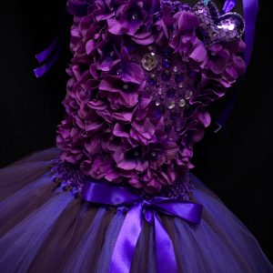 CUSTOM MADE Child tutu dress - Purple Floral Rhinestone Couture Tutu Dress SIZE: Fits up to 6yrs