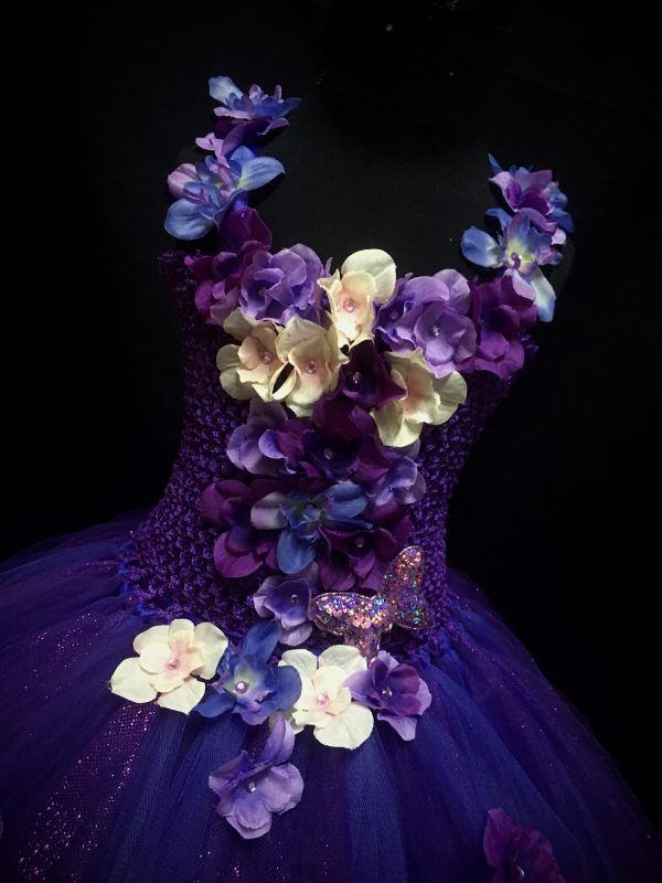 CUSTOM MADE Child tutu dress - Purple Floral Fairy/Princess Tutu Dress SIZE: Fits up to 4yrs - Image 3