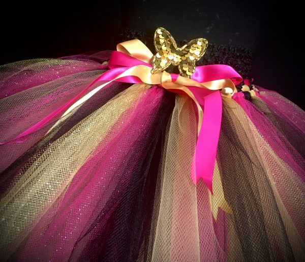 CUSTOM MADE CHILD Tutu – Toddler PINK/BLACK Sparkle Tutu Fits up to 5yrs - Image 2