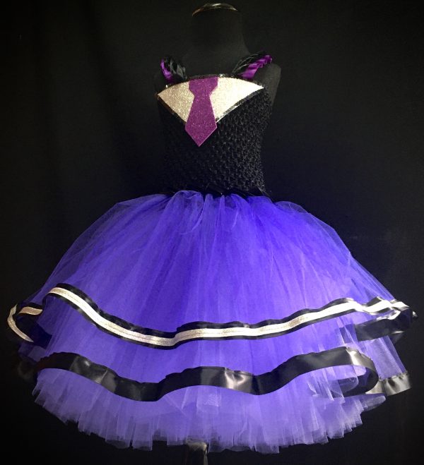 CUSTOM MADE Child Tutu Dress – Boss Baby inspired PURPLE/BLACK Tutu Dress SIZE:  Fits up to 6yrs