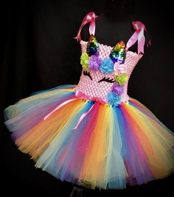 CUSTOM MADE Toddler Tutu Dress - Unicorn Rainbow sparkle Tutu Dress SIZE: 2yrs - Image 2