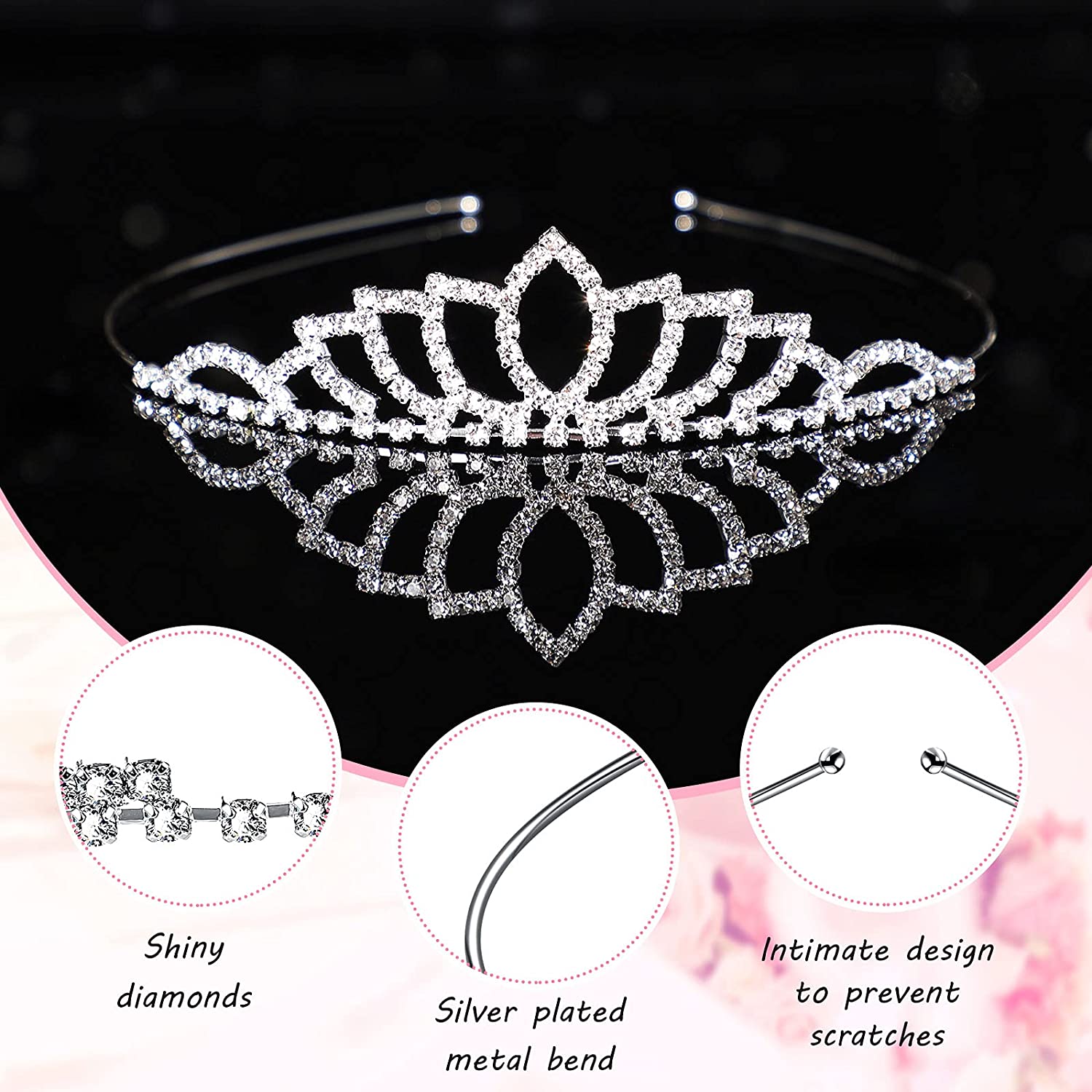 SILVER Tiara Crystal Rhinestone Headband 9 - Image 2