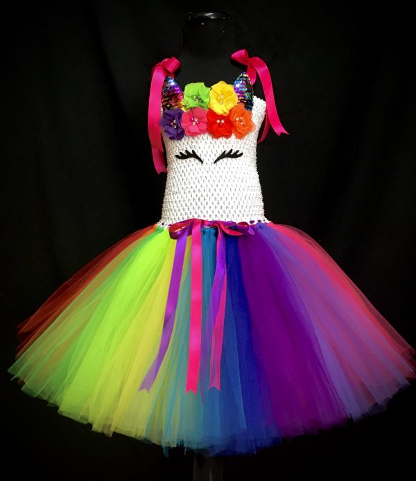 CUSTOM MADE Child tutu dress - Rainbow Unicorn Tutu Dress SIZE: Fits up to 6yrs - Image 4