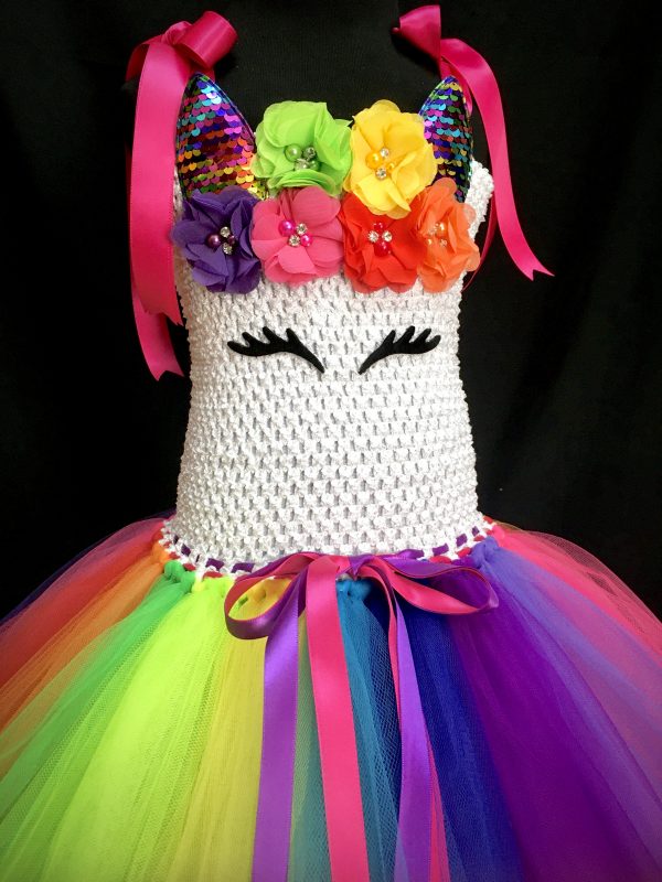 CUSTOM MADE Child tutu dress - Rainbow Unicorn Tutu Dress SIZE: Fits up to 6yrs - Image 3
