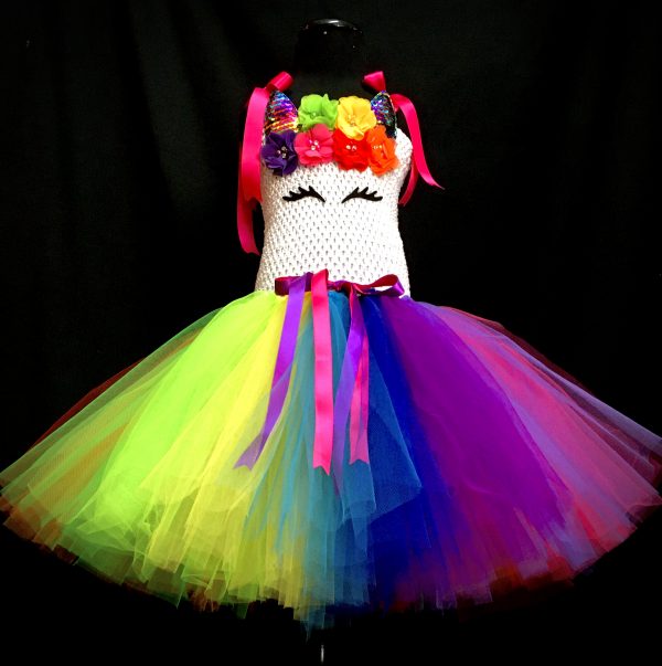 CUSTOM MADE Child tutu dress - Rainbow Unicorn Tutu Dress SIZE: Fits up to 6yrs