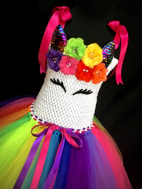 CUSTOM MADE Child tutu dress - Rainbow Unicorn Tutu Dress SIZE: Fits up to 6yrs - Image 2